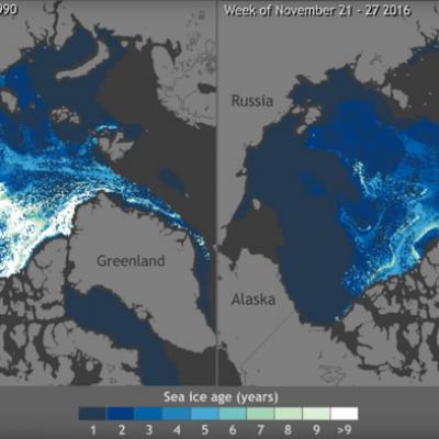 Disminución Volumen Hielo 1990 2016 NASA